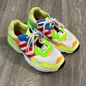 Adidas Yung 96 White Shock Red Hi Res Yellow Neon sneakers sz 4
